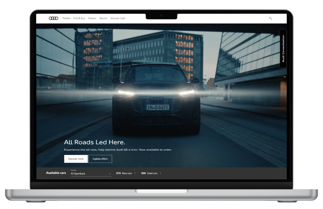Audi ecommerce website on laptop